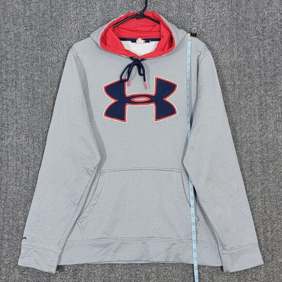 Under Armour Hoodie Sweatshirt Mens Medium Gray Red Storm Big UA Logo 1248321 - Picture 4 of 12